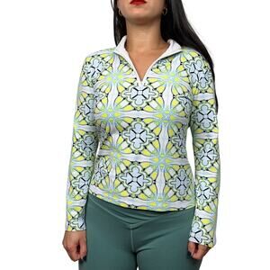 J. McLaughlin Bedford Yellow Green Blue Quarter Zip Pullover
